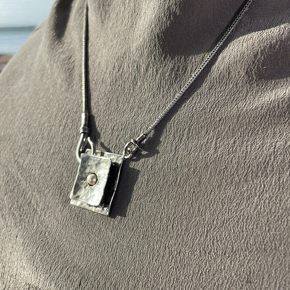 SILPADA x DIDAE Vintage Sterling & Pearl Brutalist / Modernist Hook Clasp - Picture 4 of 16